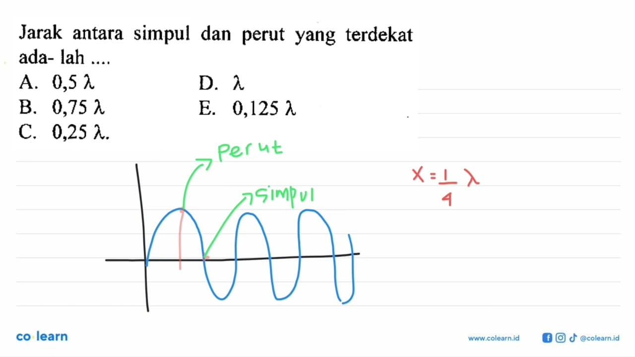 Jarak antara simpul dan perut yang terdekat adalah .... A.