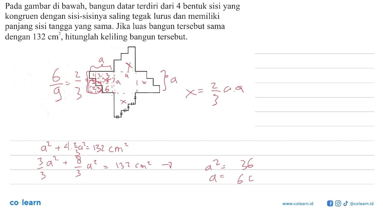 Pada gambar di bawah, bangun datar terdiri dari 4 bentuk