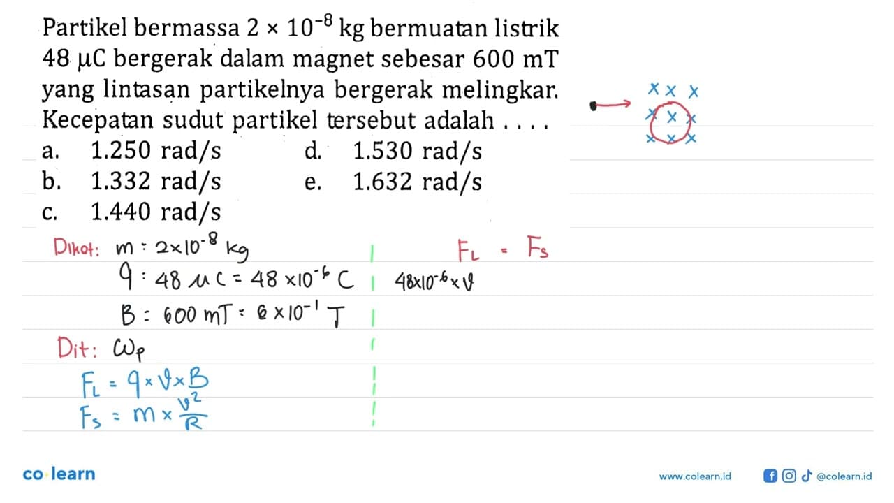 Partikel bermassa 2 x 10^-8 kg bermuatan listrik 48 mu C