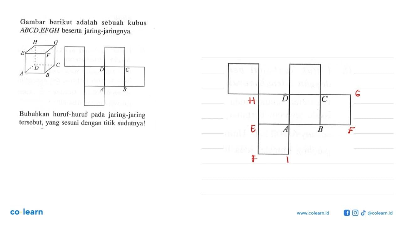 Gambar berikut adalah sebuah kubus ABCD.EFGH beserta