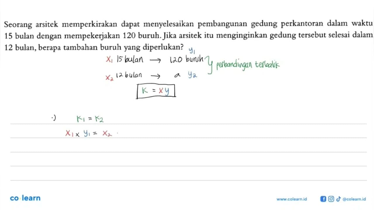 Seorang arsitek memperkirakan dapat menyelesaikan