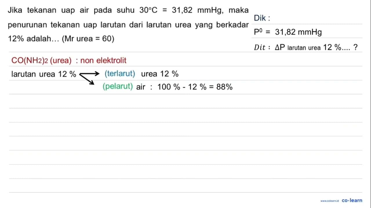 Jika tekanan uap air pada suhu 30 C=31,82 mmHg , maka