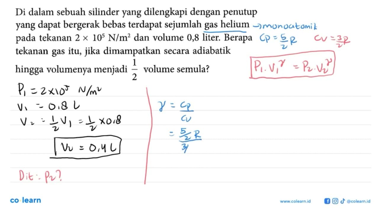 Di dalam sebuah silinder yang dilengkapi dengan penutup