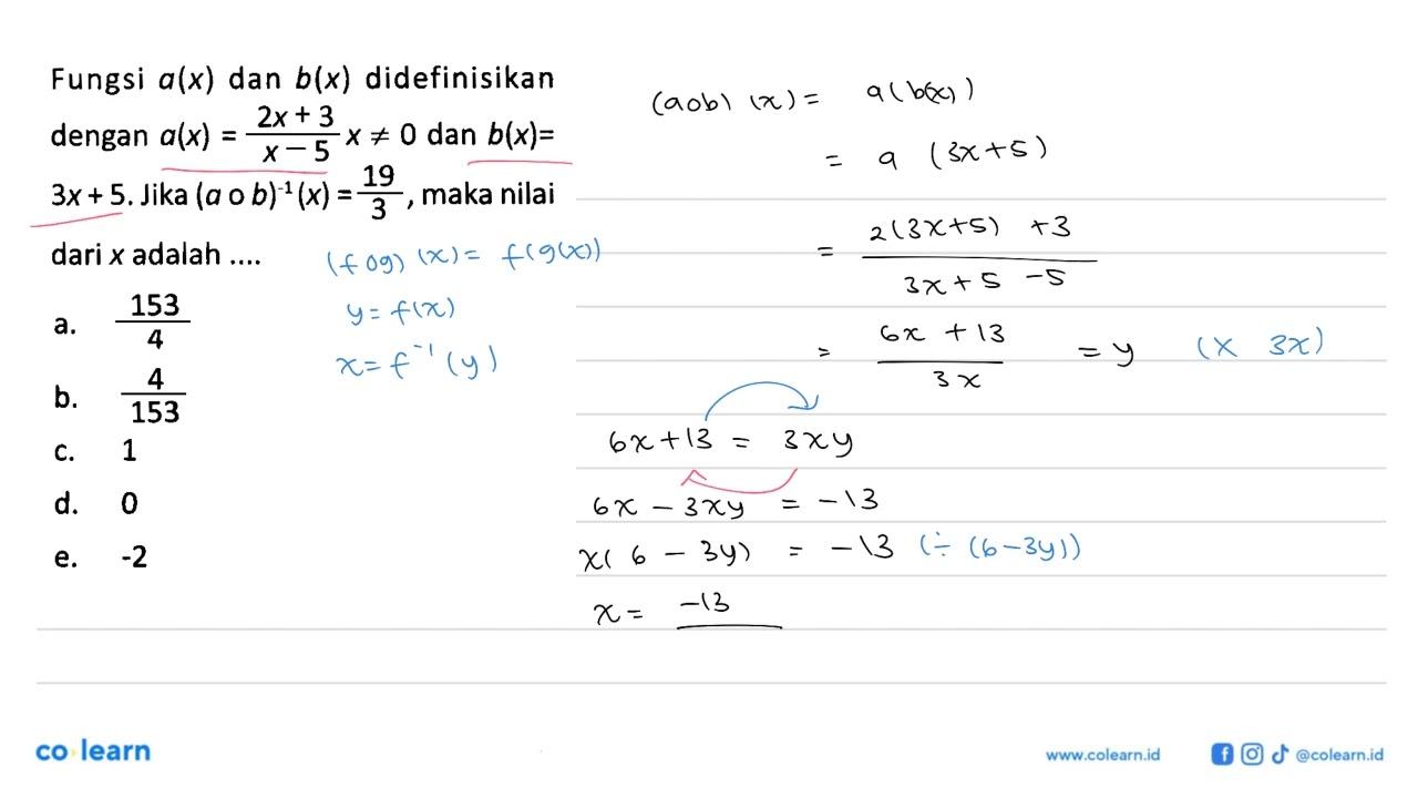 Fungsi a(x) dan b(x) didefinisikan dengan