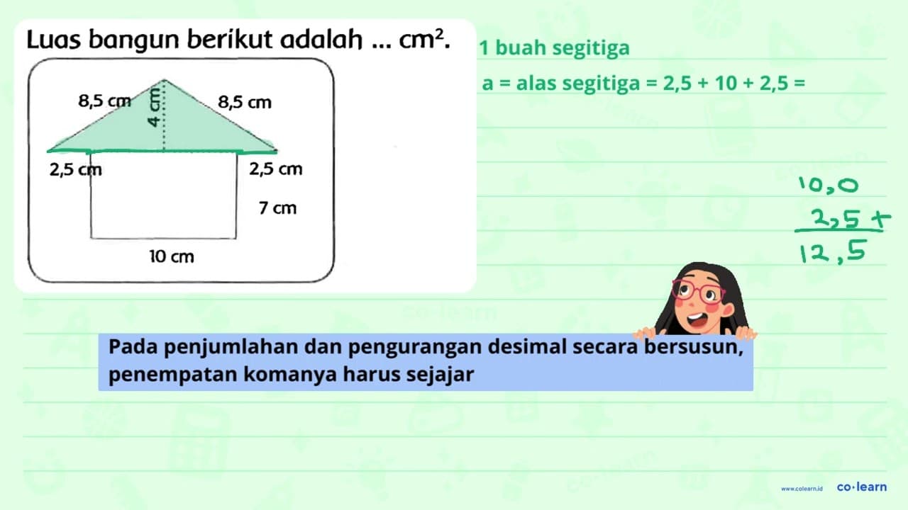 Luas bangun berikut adalah ... cm^(2) . 8,5 cm 4 cm 8,5 cm