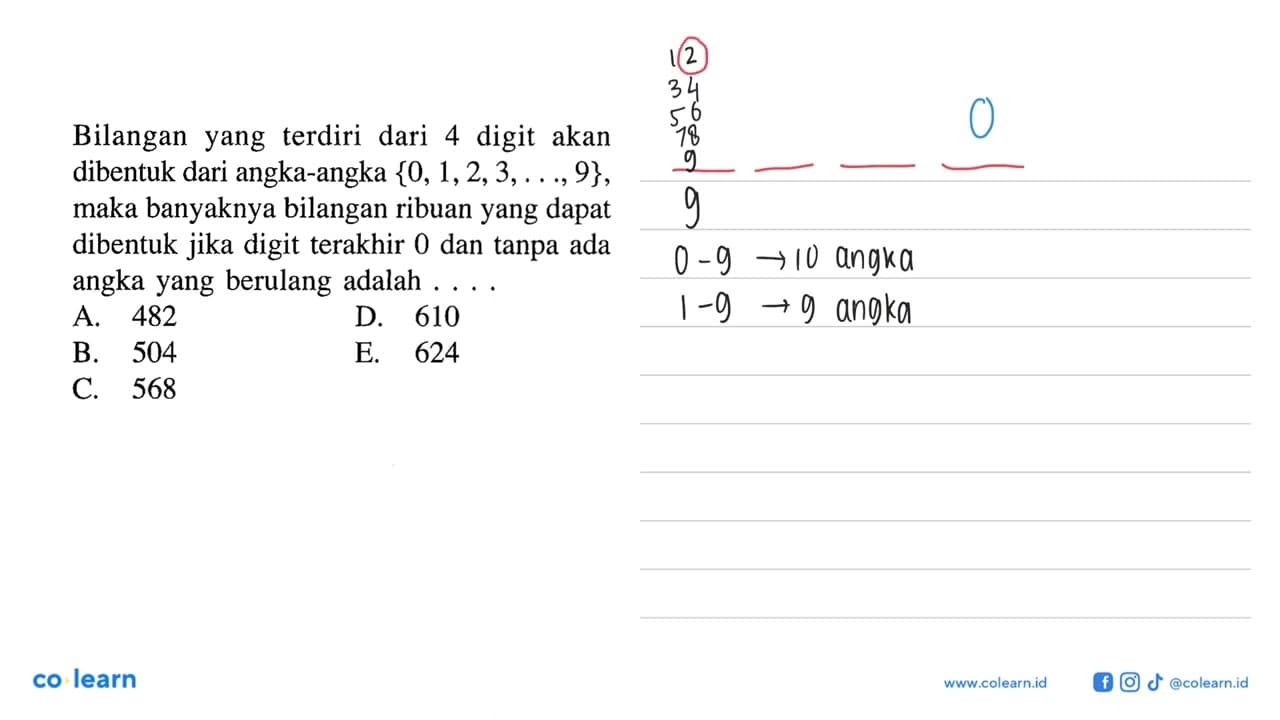 Bilangan yang terdiri dari 4 digit akan dibentuk dari