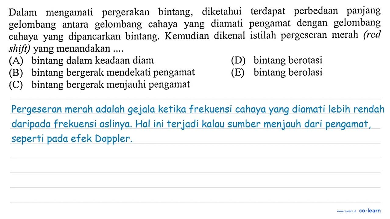 Dalam mengamati pergerakan bintang, diketahui terdapat