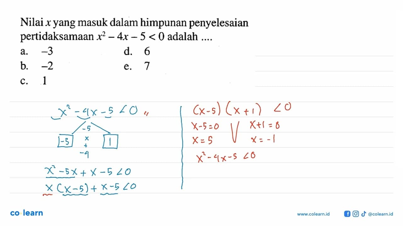 Nilai x yang masuk dalam himpunan penyelesaian