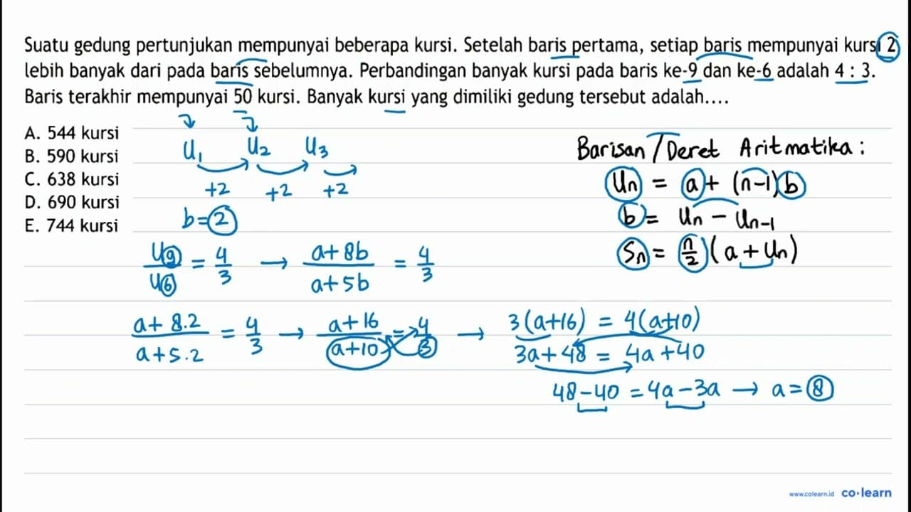 Suatu gedung pertunjukan mempunyai beberapa kursi. Setelah