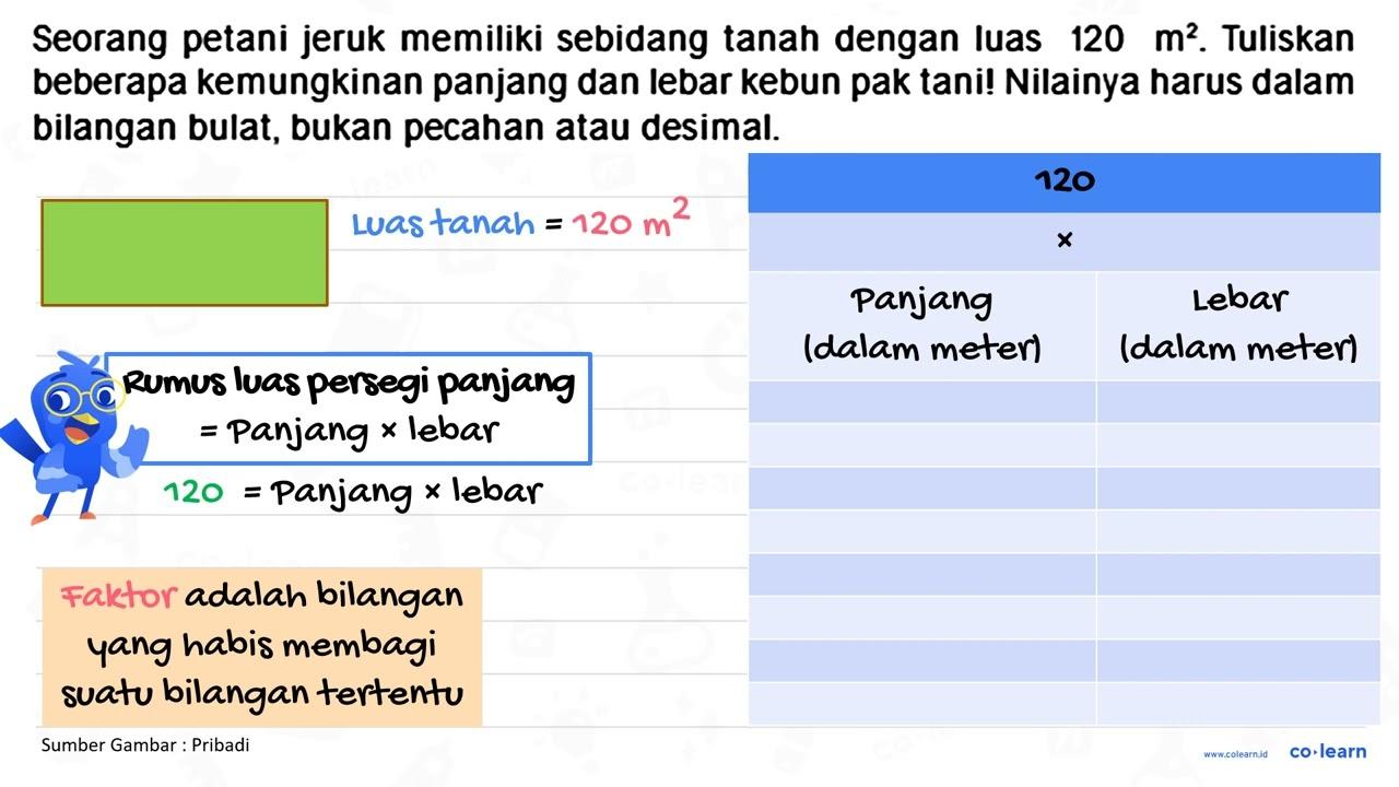 Seorang petani jeruk memiliki sebidang tanah dengan luas