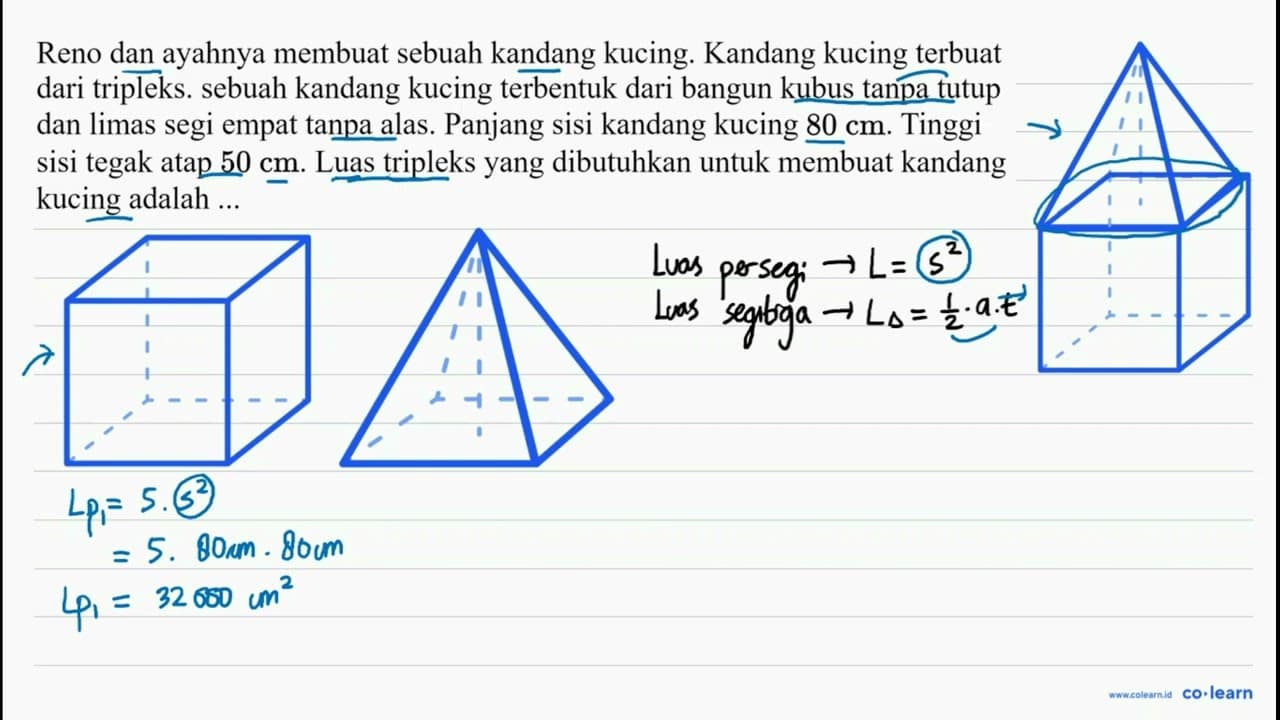 Reno dan ayahnya membuat sebuah kandang kucing. Kandang