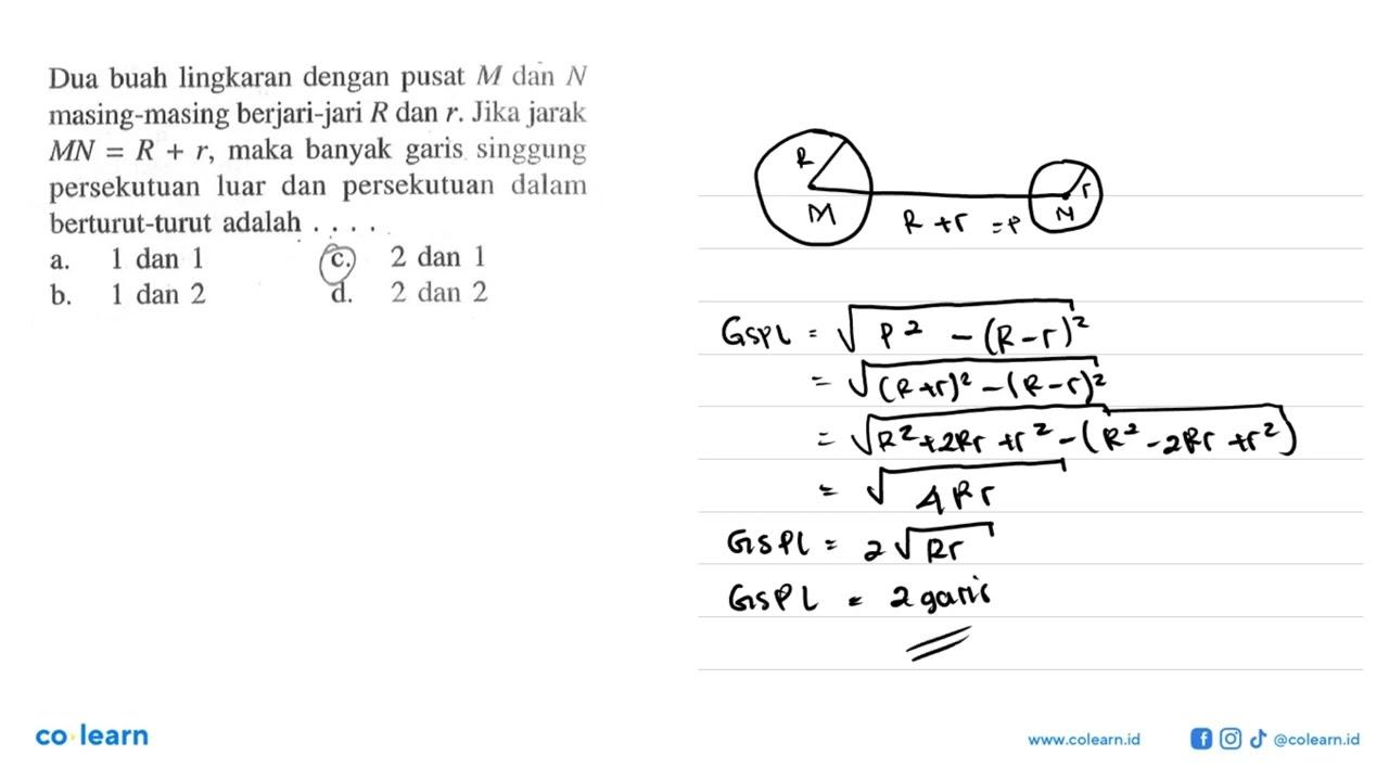 Dua buah lingkaran dengan pusat M dan N masing-masing