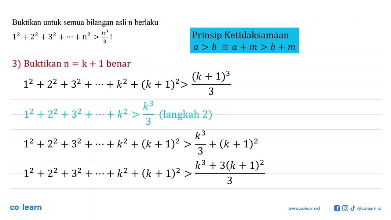 Buktikan untuk semua bilangan asli n berlaku