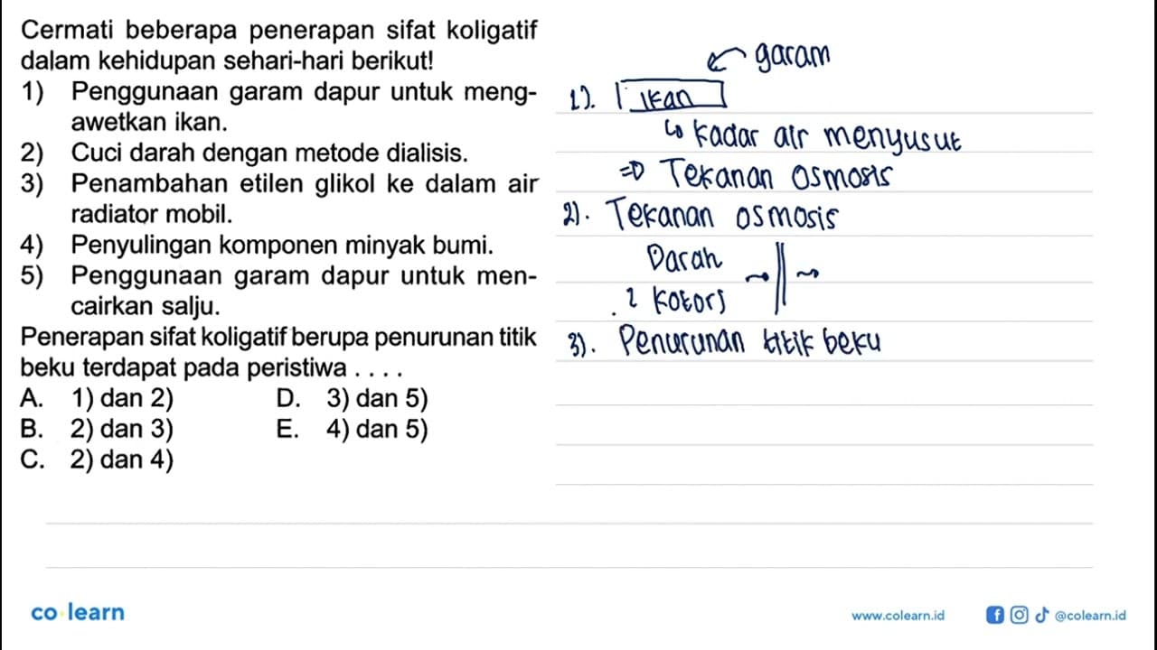 Cermati beberapa penerapan sifat koligatif dalam kehidupan