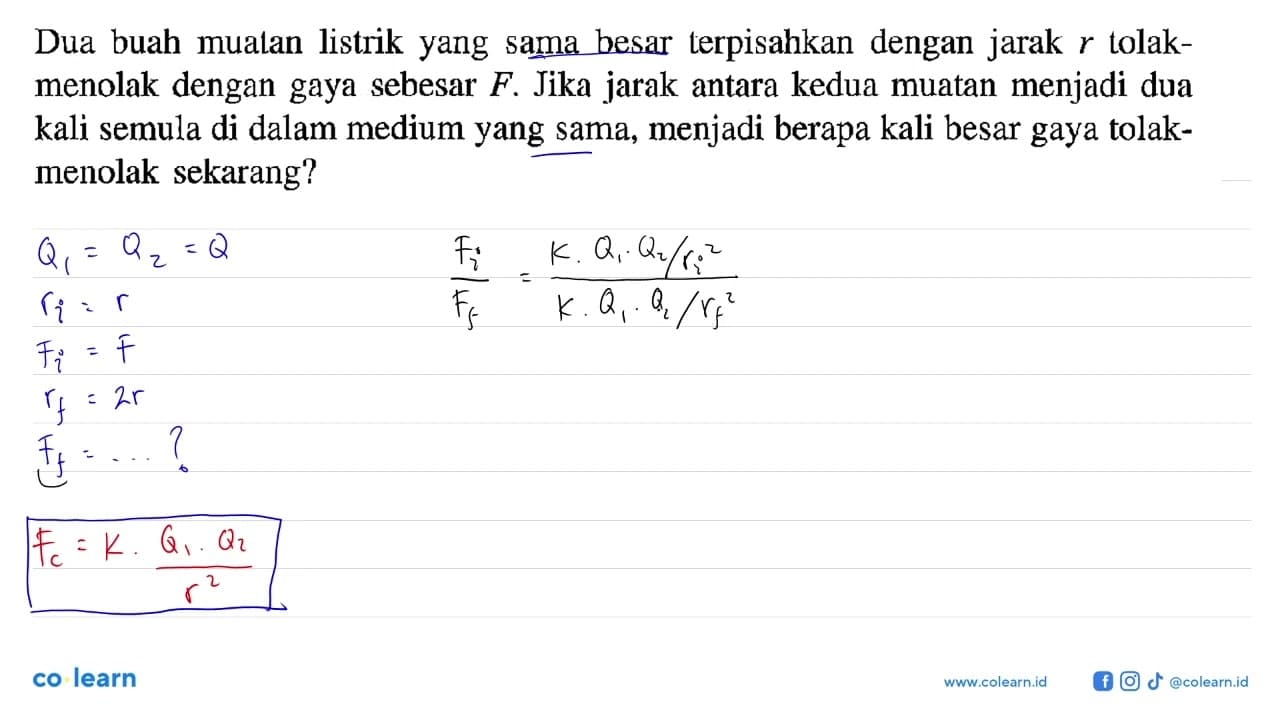 Dua buah mualan listrik yang sama besar terpisahkan dengan