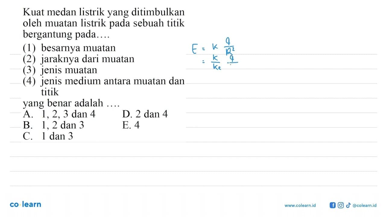 Kuat medan listrik yang ditimbulkan oleh muatan listrik