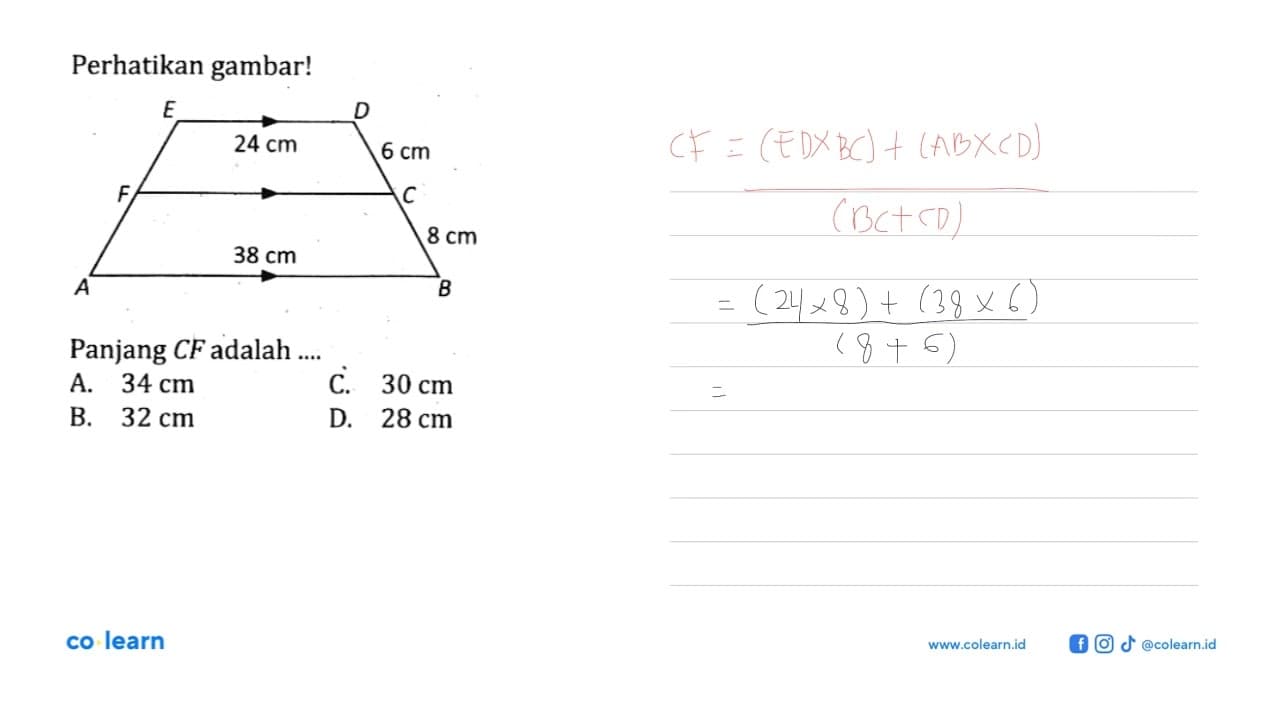 Perhatikan gambar! E 14 cm D F C A 38 cm B 6 cm 8 cm