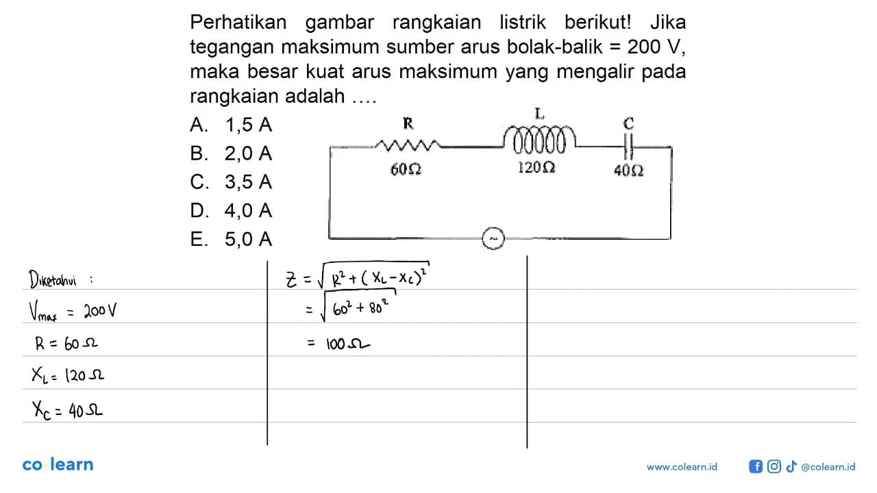 Perhatikan gambar rangkaian listrik berikut! Jika tegangan