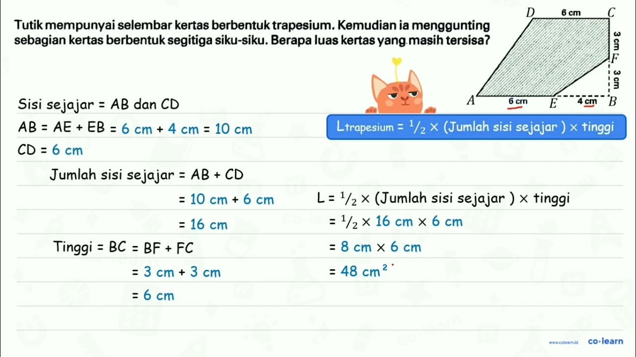 Tutik mempunyai selembar kertas berbentuk trapesium.