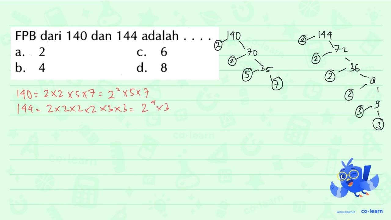 FPB dari 140 dan 144 adalah