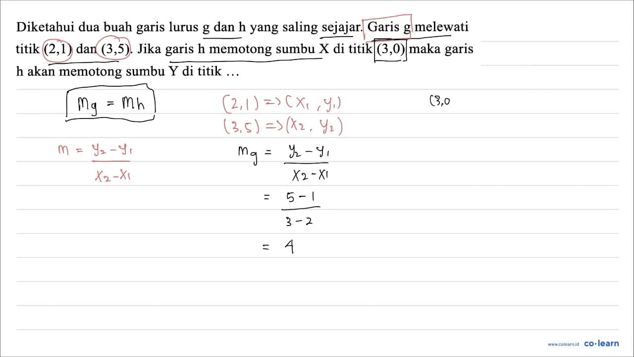 Diketahui dua buah garis lurus g dan h yang saling sejajar.