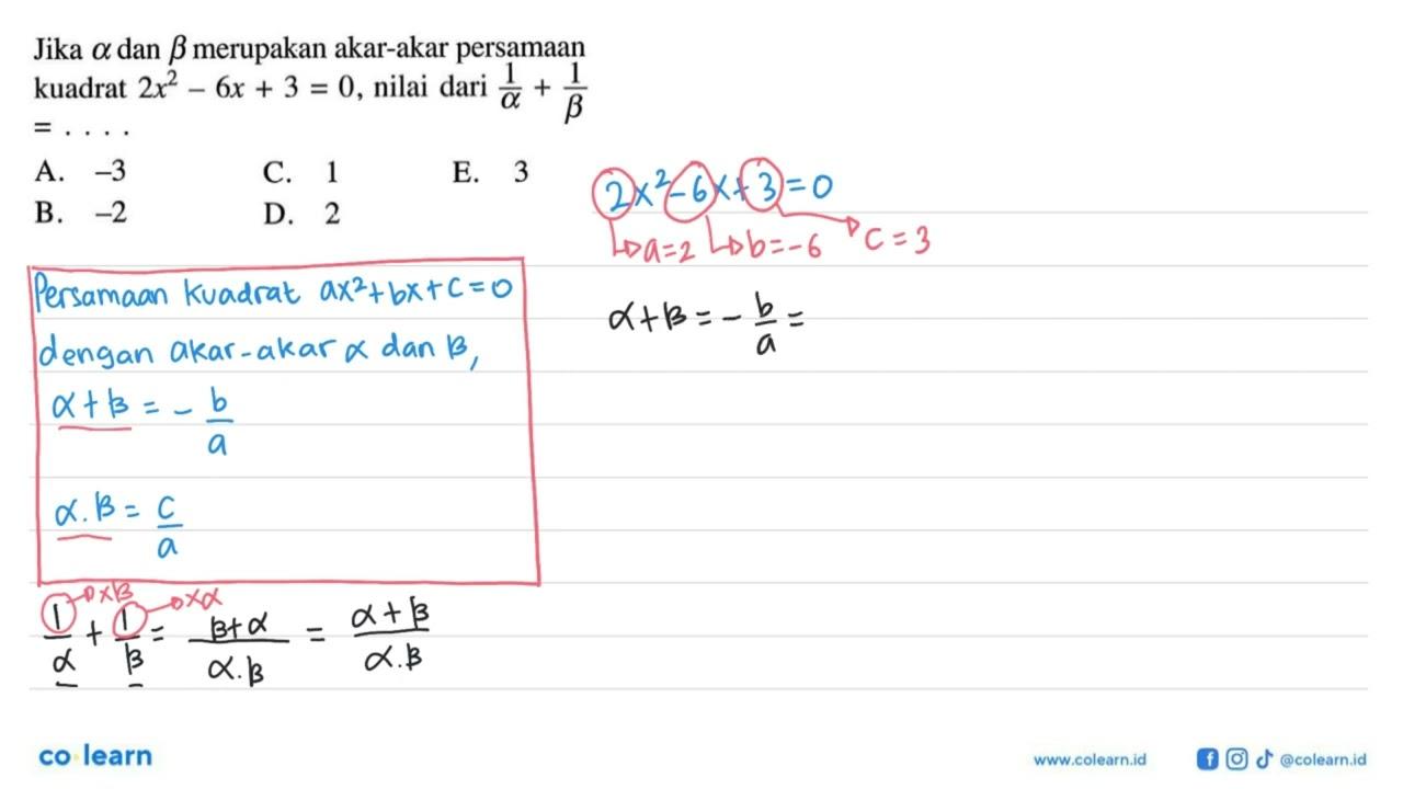 Jika alpha dan beta merupakan akar-akar persamaan kuadrat