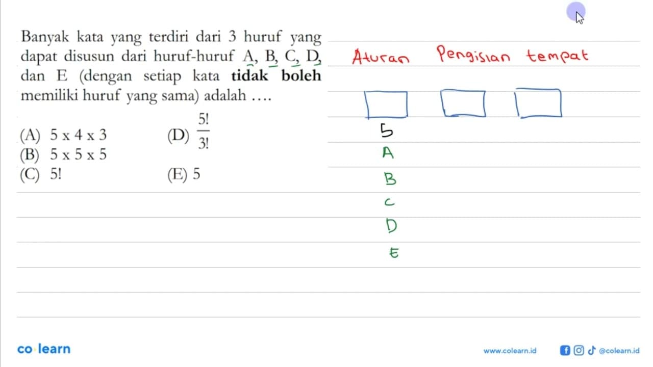 Banyak kata yang terdiri dari 3 huruf yang dapat disusun