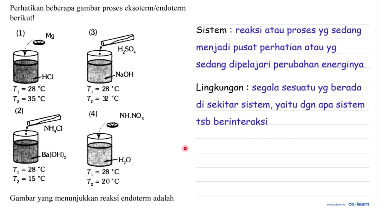 Perhatikan beberapa gambar proses eksoterm/endoterm