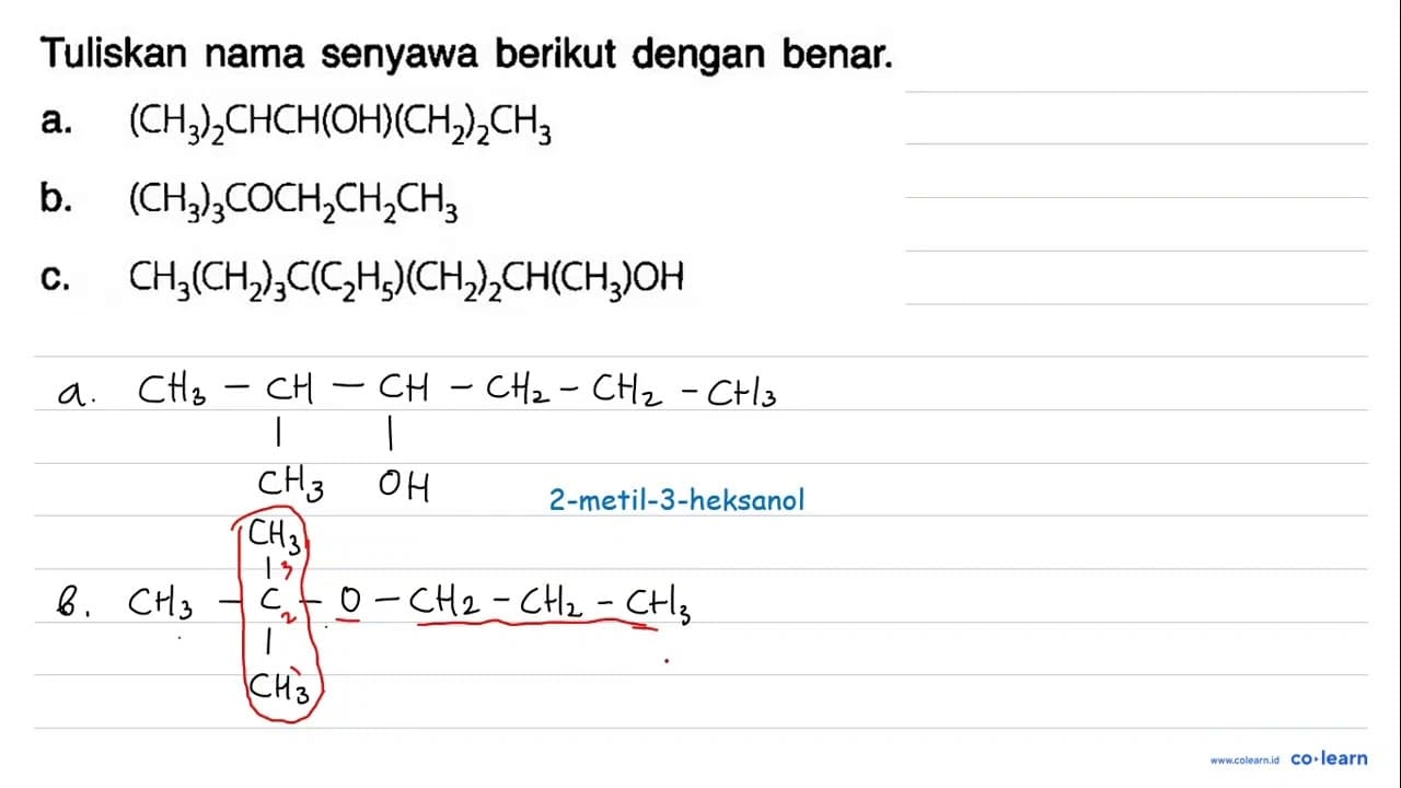 Tuliskan nama senyawa berikut dengan benar. a.