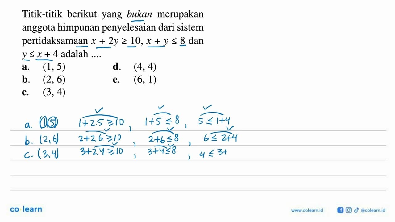 Titik-titik berikut yang bukan merupakan anggota himpunan