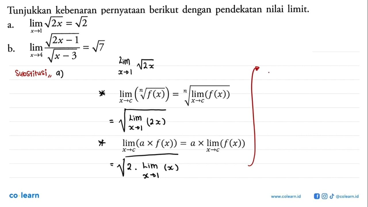 Tunjukkan kebenaran pernyataan berikut dengan pendekatan