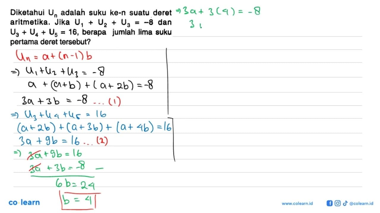 Diketahui Un adalah suku ke-n suatu deret aritmetika. Jika