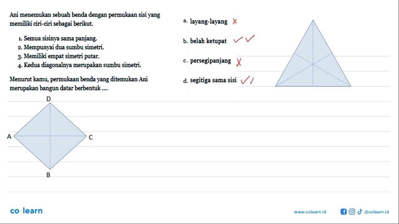 Ani menemukan sebuah benda dengan permukaan sisi