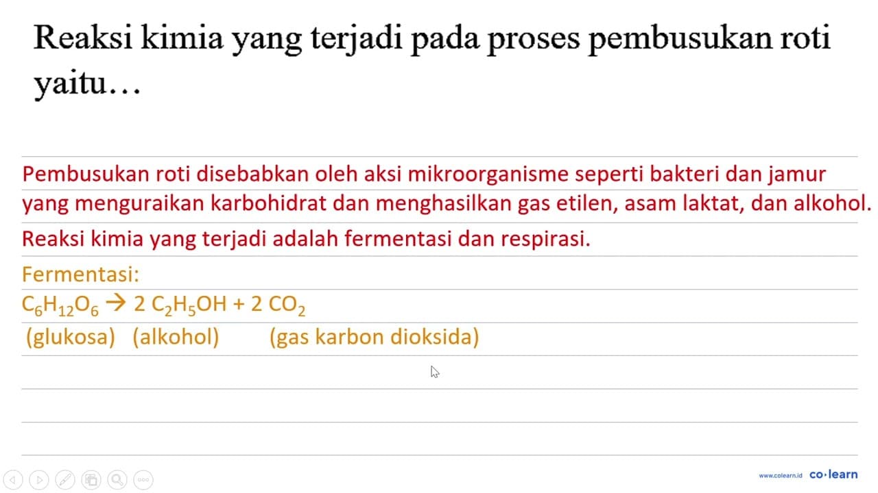 Reaksi kimia yang terjadi pada proses pembusukan roti