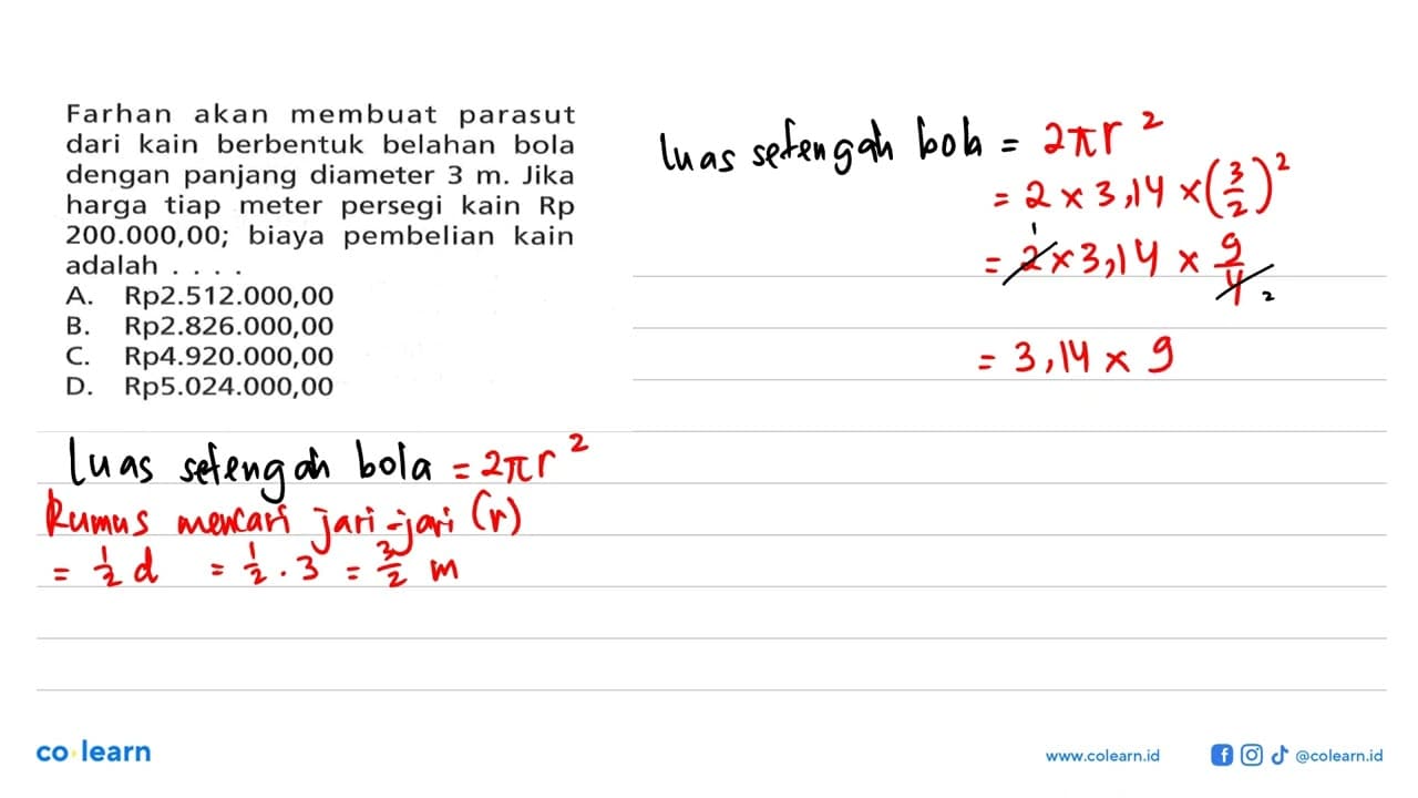 Farhan akan membuat parasut dari kain berbentuk belahan