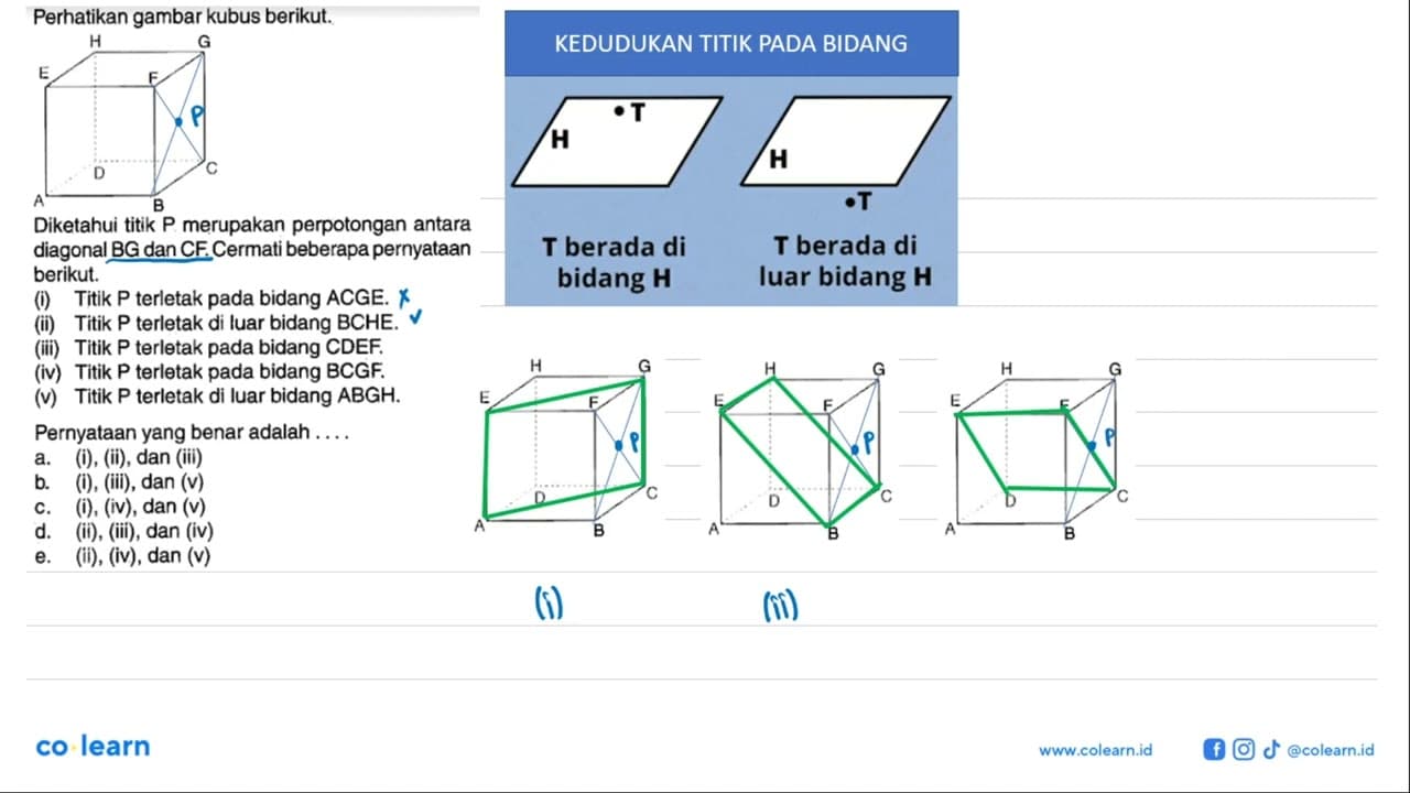 Perhatikan gambar kubus berikut. Diketahui titik P