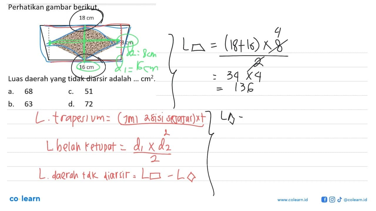 Perhatikan gambar berikut. 18 cm 8 cm 16 cm Luas daerah