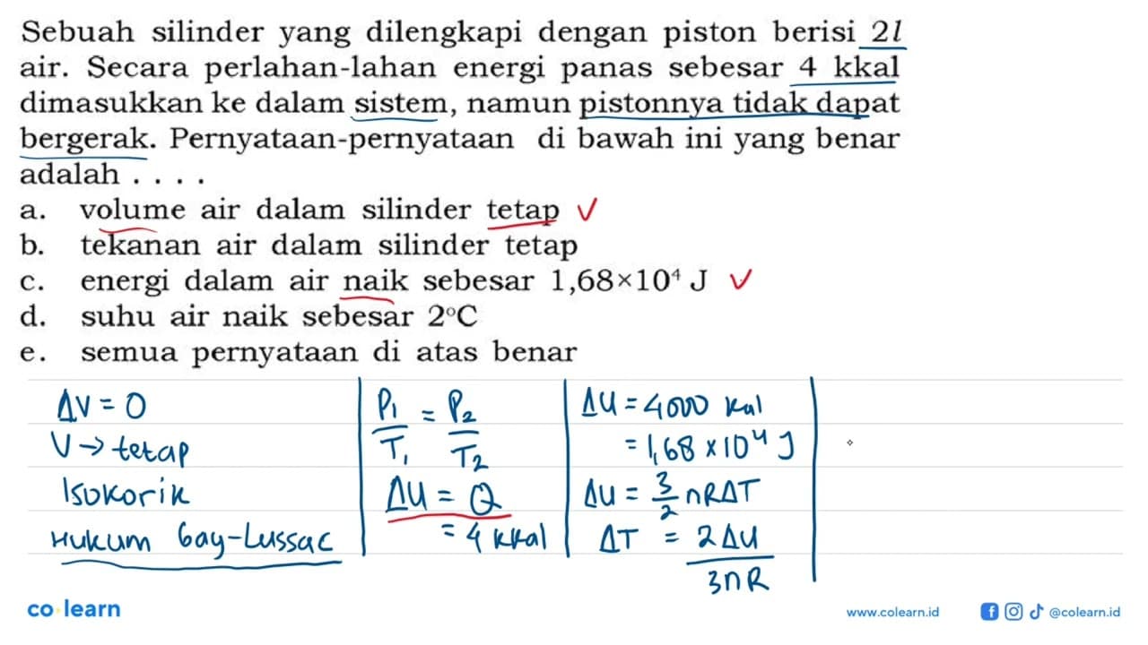 Sebuah silinder yang dilengkapi dengan piston berisi 2 l