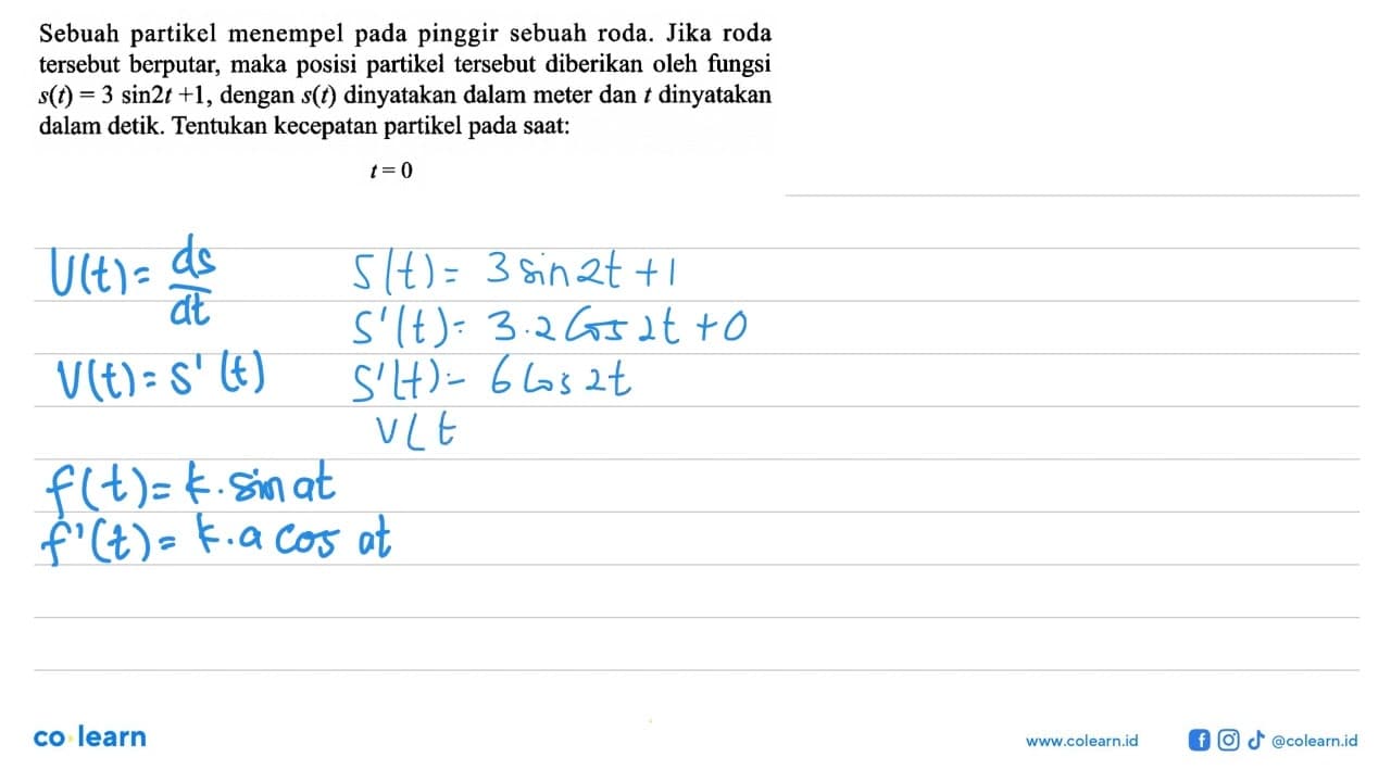 Sebuah partikel menempel pada pinggir sebuah roda. Jika