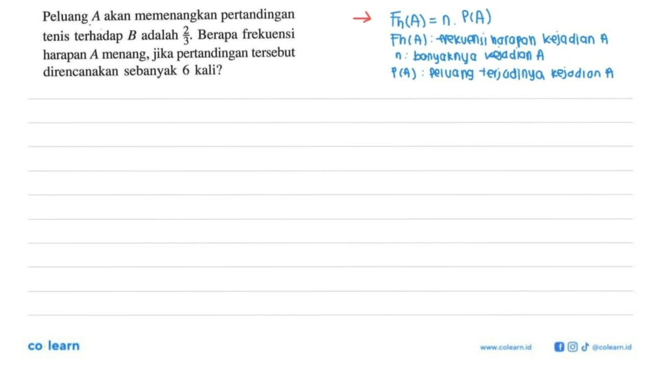 Peluang A akan memenangkan pertandingan tenis terhadap B