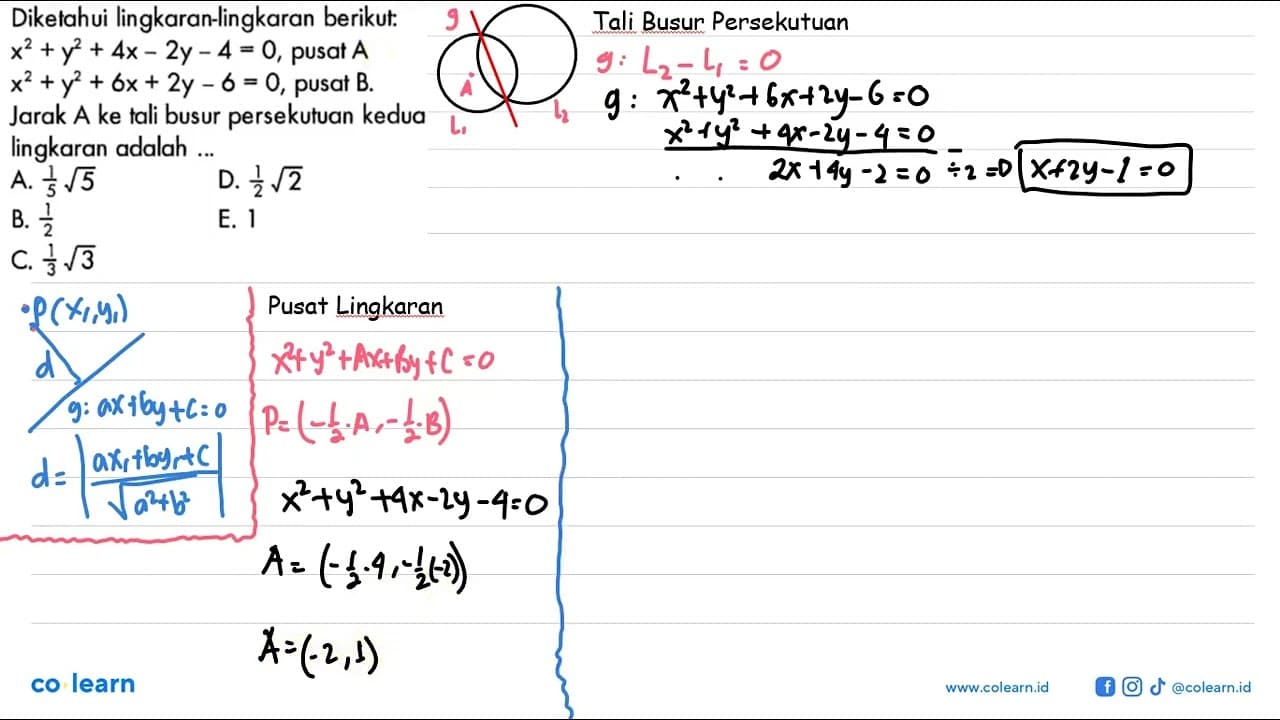 Diketahui lingkaran-lingkaran berikut: x^2+y^2+4x-2y-4=0 ,