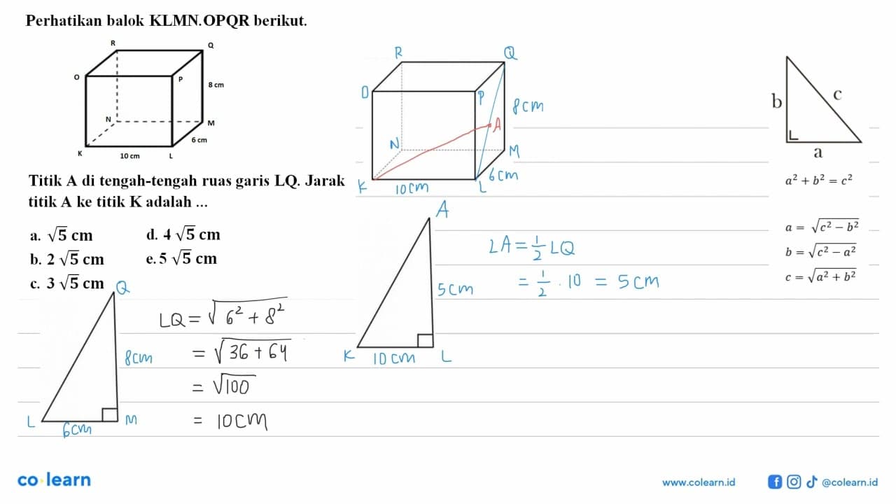 Perhatikan balok KLMN.OPQR berikut. Titik A si