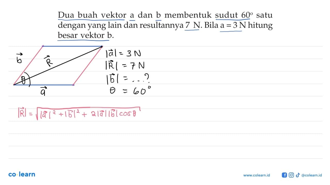 Dua buah vektor a dan b membentuk sudut 60 satu dengan yang