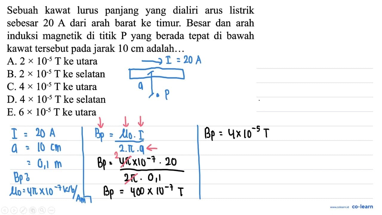 Sebuah kawat lurus panjang yang dialiri arus listrik