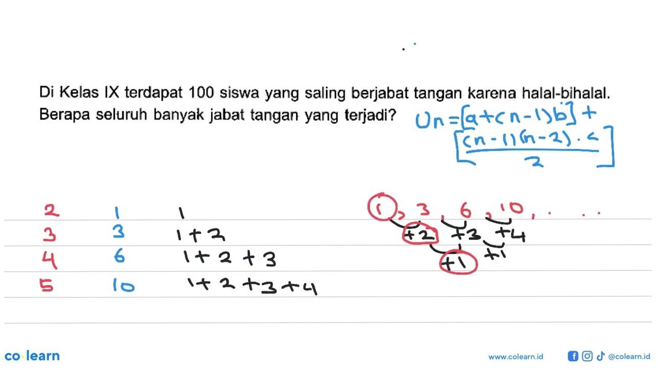 Di Kelas IX terdapat 100 siswa yang saling berjabat tangan