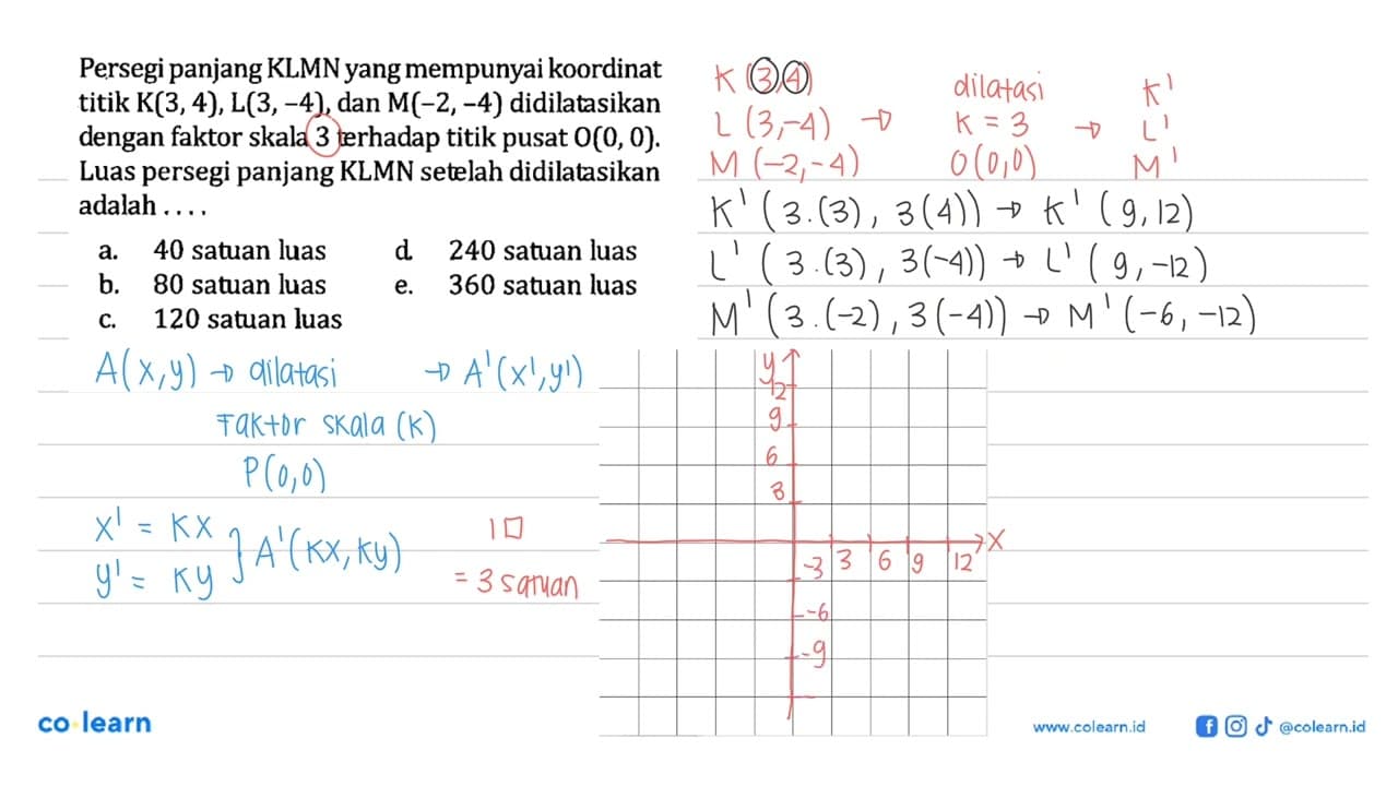 Persegi panjang KLMN yang mempunyai koordinat titik K(3,4),