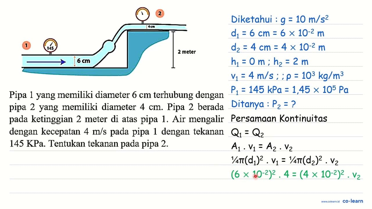 2 Pipa 1 yang memiliki diameter 6 cm terhubung dengan pipa