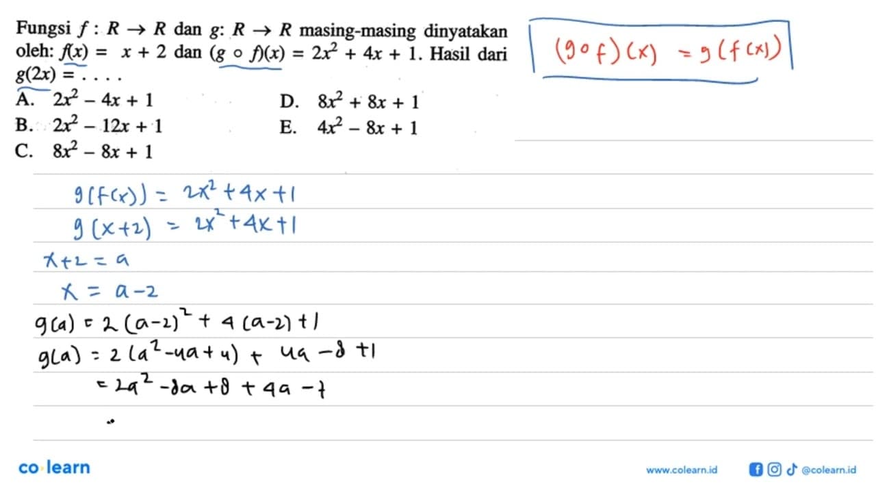 Fungsi f: R -> R dan g: R -> R masing-masing dinyatakan