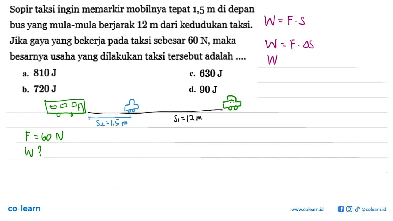 Sopir taksi ingin memarkir mobilnya tepat 1,5 m di depan