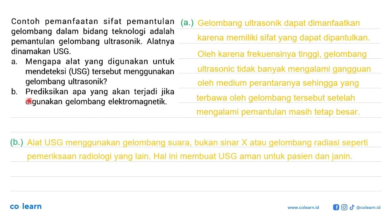 Contoh pemanfaatan sifat pemantulan gelombang dalam bidang